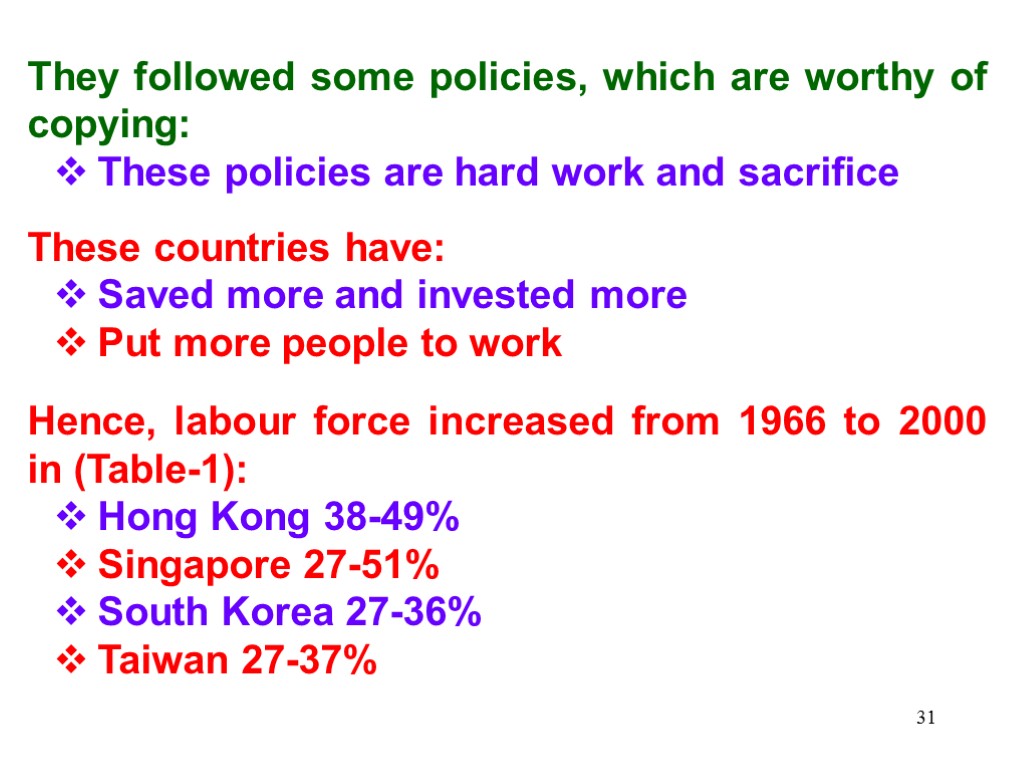 31 They followed some policies, which are worthy of copying: These policies are hard